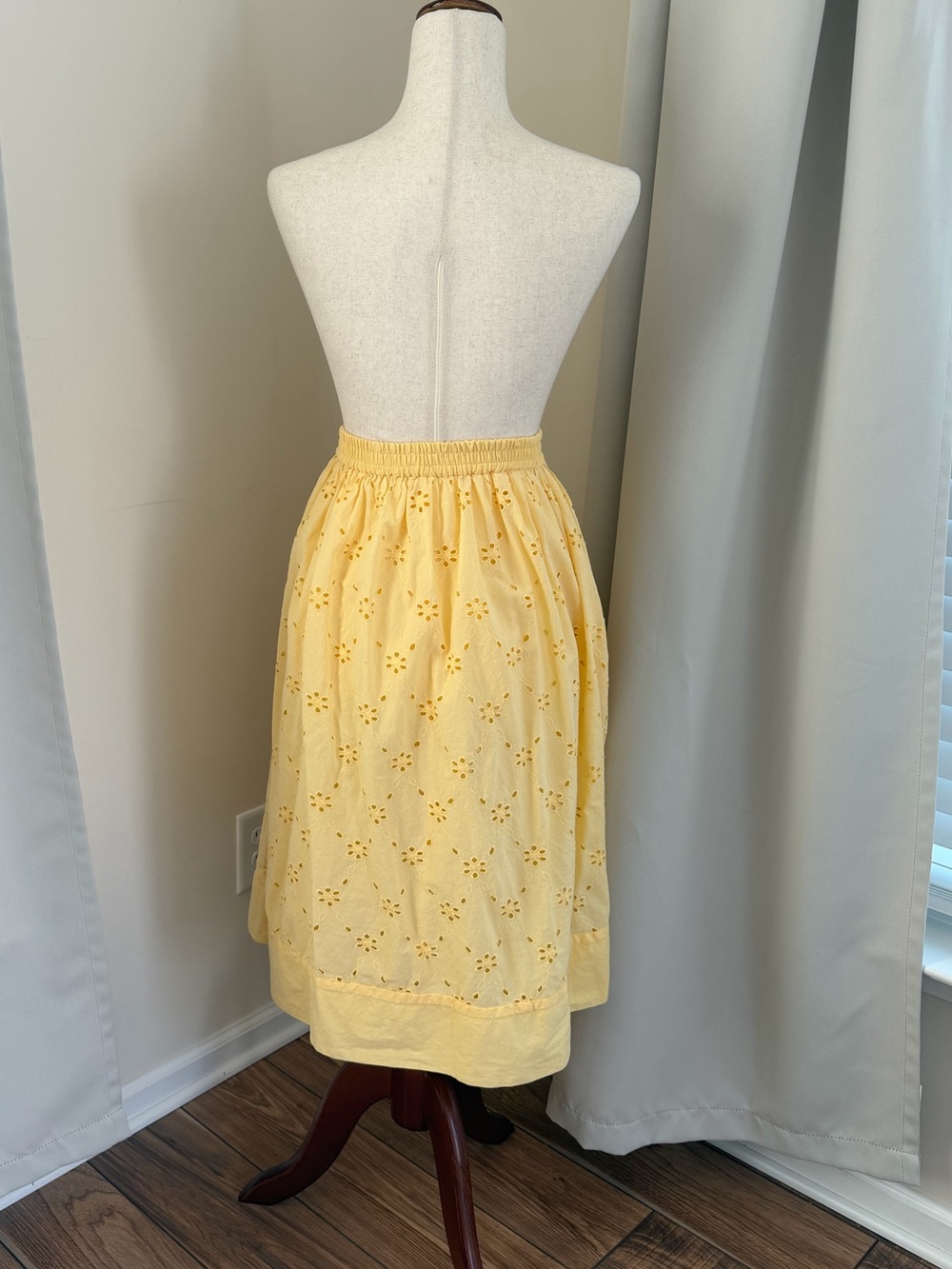 J. Crew Factory Petite Yellow Eyelet Midi Skirt - Picture 14 of 15